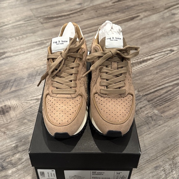 Rag & Bone Retro Drift Runner Suede Taupe NEW IN BOX Sz 38 Women’s US 8 Sneakers - Picture 4 of 13